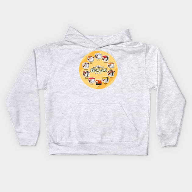 Sushi Party Tray Kids Hoodie by Puglie Pug 